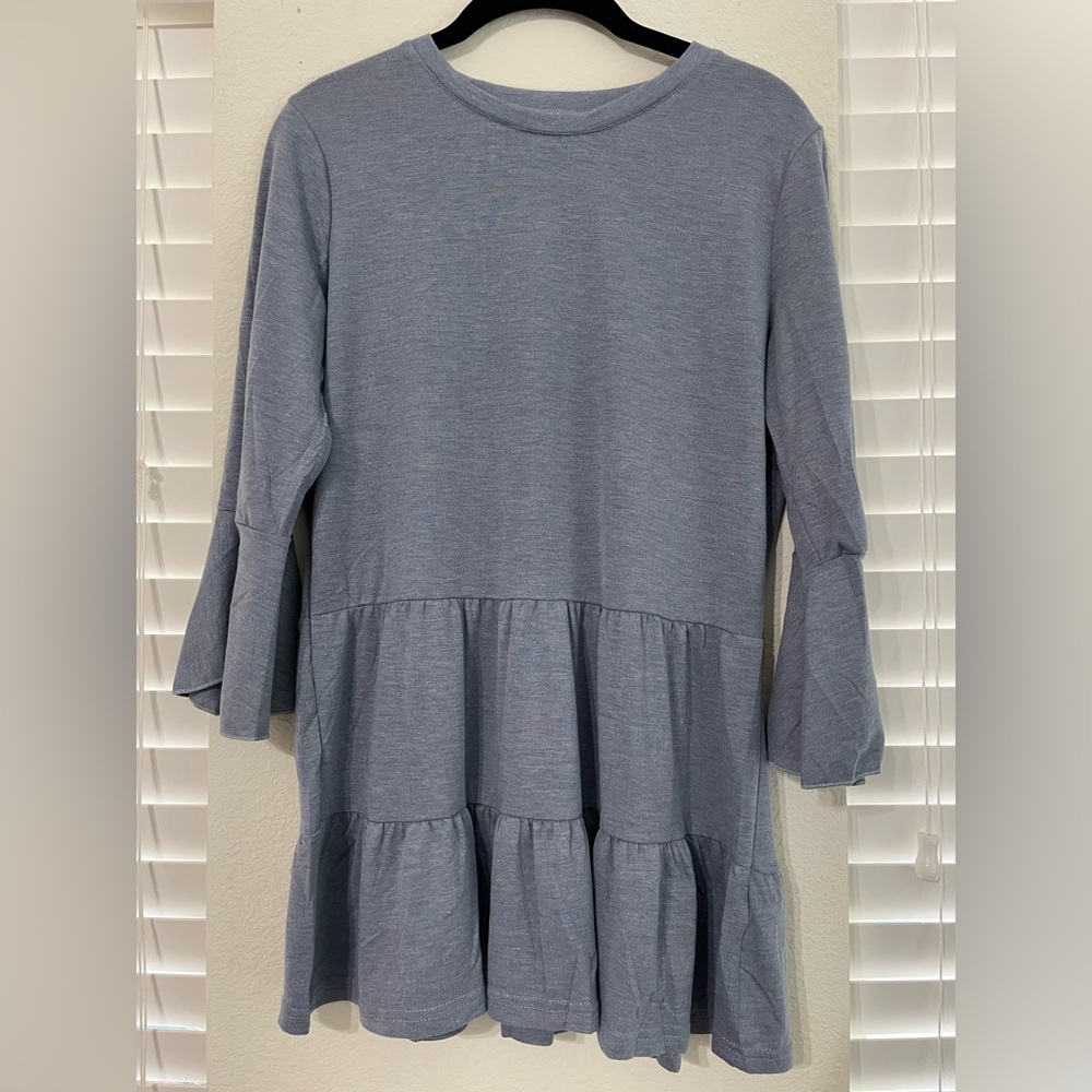 Stylish Blue-Gray Kids Casual Dress